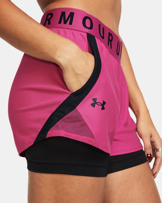 Women's UA Play Up 2-in-1 Shorts in Pink image number 3